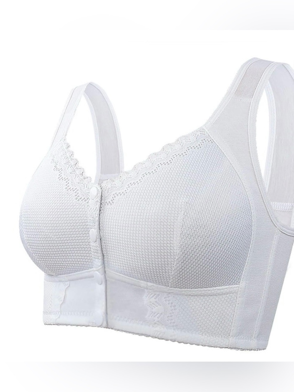 White Front-Button Soft Cup Bra